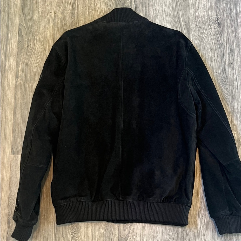 Men's Lamborghini Black Luxury Suede Bomber Jacket - M - Picture 2 of 4
